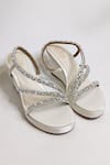 Shop_THE ALTER_Off White Rhinestones Embellished Satin Wedges _at_Aza_Fashions