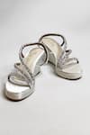 Buy_THE ALTER_Off White Rhinestones Embellished Satin Wedges _at_Aza_Fashions