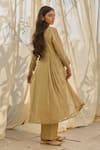 Shop_Rhua_Green Chanderi Embroidery Keyhole Neck Almond Anarkali Set _at_Aza_Fashions