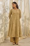 Buy_Rhua_Green Chanderi Embroidery Keyhole Neck Almond Anarkali Set _at_Aza_Fashions