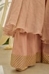 Shop_Rhua_Pink Embroidery, Gota Patti V-neck Soft Anarkali Set _Online_at_Aza_Fashions
