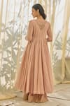 Shop_Rhua_Pink Embroidery, Gota Patti V-neck Soft Anarkali Set _at_Aza_Fashions