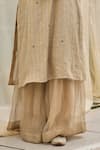 Rhua_Gold Chanderi Embroidery Almond Kurta Set _at_Aza_Fashions