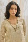 Buy_Rhua_Gold Chanderi Embroidery Almond Kurta Set 