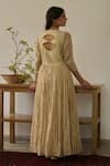 Shop_Rhua_Gold Chanderi, Cotton, Organza Embroidery Scoop Neck Almond Anarkali Set _at_Aza_Fashions