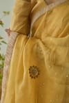 Buy_Rhua_Yellow Chanderi, Cotton, Organza Embroidery Canary Anarkali Set _Online_at_Aza_Fashions