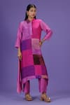 Buy_LABEL RADINI_Pink Silk Collared Royal Radiance Long Kurta Set _at_Aza_Fashions