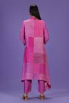 Shop_LABEL RADINI_Pink Silk Collared Royal Radiance Long Kurta Set _at_Aza_Fashions