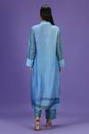 Shop_Label Radini_Blue Silk Collared Serene Wave Long Kurta Set _at_Aza_Fashions