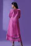 Shop_LABEL RADINI_Pink Silk Round Neck Wildflower Muse Long Kurta Set _at_Aza_Fashions