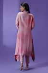 Shop_LABEL RADINI_Pink Silk Collared Ethereal Ember Long Kurta Set _at_Aza_Fashions
