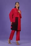Shop_LABEL RADINI_Pink Silk Collared Reverie Kurta And Pant Set _Online_at_Aza_Fashions