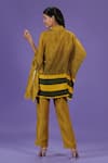 Shop_LABEL RADINI_Mustard Silk Collared Mirage Kaftan And Pant Set _at_Aza_Fashions