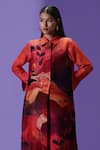 Buy_LABEL RADINI_Multi Color Silk Collared Printed Kurta Pant Set _Online_at_Aza_Fashions