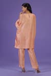 Shop_LABEL RADINI_Peach Silk Round Neck Tangerine Bliss Mid Length Kaftan Set _at_Aza_Fashions