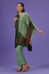 Buy_LABEL RADINI_Green Silk Round Neck Olive Poise Short Kaftan Set _Online_at_Aza_Fashions