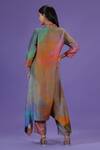 Shop_LABEL RADINI_Multi Color Silk Collared Mystic Petals Long Kurta Set _at_Aza_Fashions