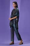 LABEL RADINI_Multi Color Silk Collared Shadow Drape Kaftan Set _Online_at_Aza_Fashions