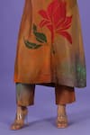 Buy_LABEL RADINI_Multi Color Silk Collared Autumn Bloom Kurta Set _Online_at_Aza_Fashions