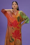 Shop_LABEL RADINI_Multi Color Silk Collared Autumn Bloom Kurta Set _Online_at_Aza_Fashions