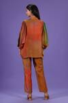 Shop_LABEL RADINI_Multi Color Silk Mandarin Collar Floral Majesty Dupion Pant Set _at_Aza_Fashions