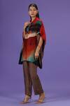 LABEL RADINI_Multi Color Silk Collared Celestial Flow Kaftan And Pant Set _Online_at_Aza_Fashions