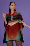 LABEL RADINI_Multi Color Silk Collared Celestial Flow Kaftan And Pant Set _at_Aza_Fashions