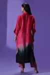 Shop_LABEL RADINI_Multi Color Silk Collared Midnight Blush Long Kurta Set _at_Aza_Fashions