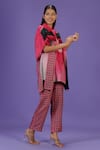 Buy_LABEL RADINI_Pink Silk Collared Rosé Noir Kaftan And Pant Set _Online_at_Aza_Fashions