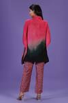 Shop_LABEL RADINI_Pink Silk Collared Rosé Noir Kaftan And Pant Set _at_Aza_Fashions