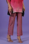 Shop_LABEL RADINI_Pink Silk Collared Rosé Noir Kaftan And Pant Set _Online_at_Aza_Fashions