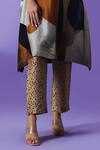 Shop_LABEL RADINI_Gray Silk Collared Earthern Luxe Kaftan And Pant Set _Online_at_Aza_Fashions