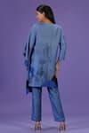 Shop_LABEL RADINI_Blue Silk Round Neck Eclipse Kaftan Set _at_Aza_Fashions