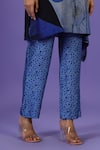 LABEL RADINI_Blue Silk Round Neck Eclipse Kaftan Set _at_Aza_Fashions