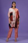 Buy_LABEL RADINI_Brown Silk Round Neck Amber Drift Short Kaftan Set _at_Aza_Fashions