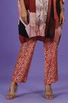 Buy_LABEL RADINI_Brown Silk Round Neck Amber Drift Short Kaftan Set _Online_at_Aza_Fashions