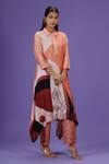 LABEL RADINI_Brown Silk Embroidery Collared Sunset Serenade Printed Kurta Set _Online_at_Aza_Fashions