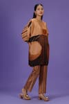 Buy_LABEL RADINI_Brown Silk Round Neck Dusk Horizon Printed Kurta Set _Online_at_Aza_Fashions