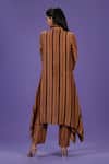 Shop_LABEL RADINI_Brown Silk Collared Royale Mirage Long Kurta Set _at_Aza_Fashions