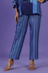 Buy_LABEL RADINI_Blue Silk Mandarin Collar Sapphire Breeze Kaftan Coord Set _Online_at_Aza_Fashions