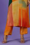 Buy_LABEL RADINI_Multi Color Silk V-neck Sunkissed Aura Long Kurta Set _Online_at_Aza_Fashions