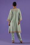 Shop_Label Radini_Blue Chanderi Embroidery V-neck Pastel Kashmiri Tilla Set _at_Aza_Fashions