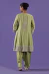 Shop_LABEL RADINI_Mint Chanderi Pearls, Embroidery Round Neck Green Aari Suit Set _at_Aza_Fashions