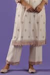 Shop_LABEL RADINI_Ivory Chanderi Zari V-neck Pearl Kurta Set _Online_at_Aza_Fashions