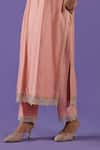 Shop_LABEL RADINI_Peach Chanderi Embroidery Round Neck Tilla Kurta Set _Online_at_Aza_Fashions