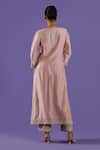 Shop_LABEL RADINI_Blush Chanderi Zari, Tassels V-neck Pink Tilla A-line Set _at_Aza_Fashions
