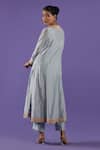 Shop_LABEL RADINI_Blue Chanderi Embroidery Round Neck Pastel Kurta Set _at_Aza_Fashions