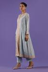 LABEL RADINI_Blue Chanderi Embroidery Round Neck Pastel Kurta Set _Online_at_Aza_Fashions