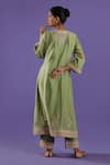 Shop_LABEL RADINI_Green Chanderi Embroidery Round Neck Mint Kurta Set _at_Aza_Fashions