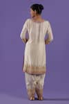 Shop_LABEL RADINI_Ivory Chanderi Embroidery Round Neck Tilla Short Kurta Set _at_Aza_Fashions